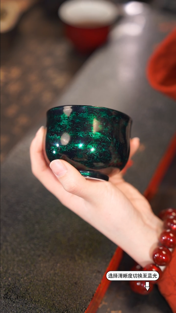 【闪购商品】非遗漆器 绿宝砂大肚禅定杯