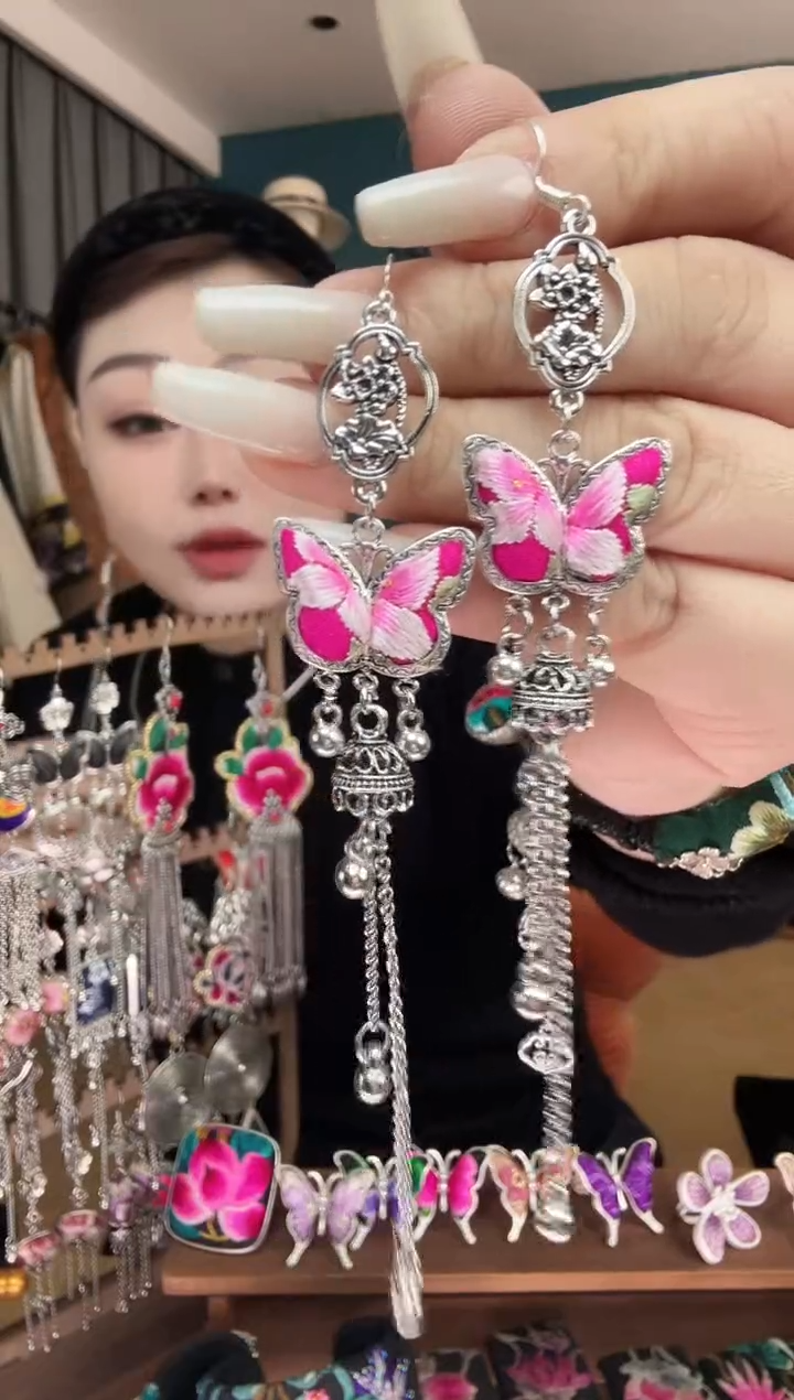 刺绣纯手工民族风刺绣耳环