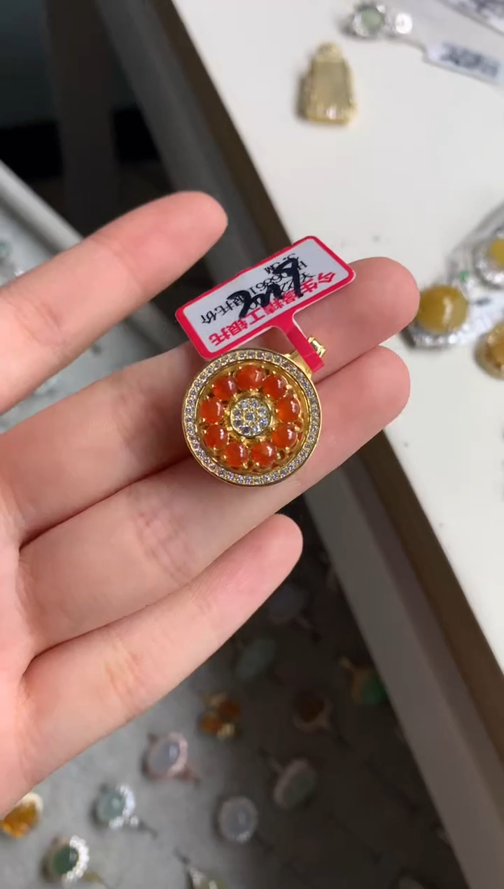 银S925镶嵌戒指翡翠吊坠2