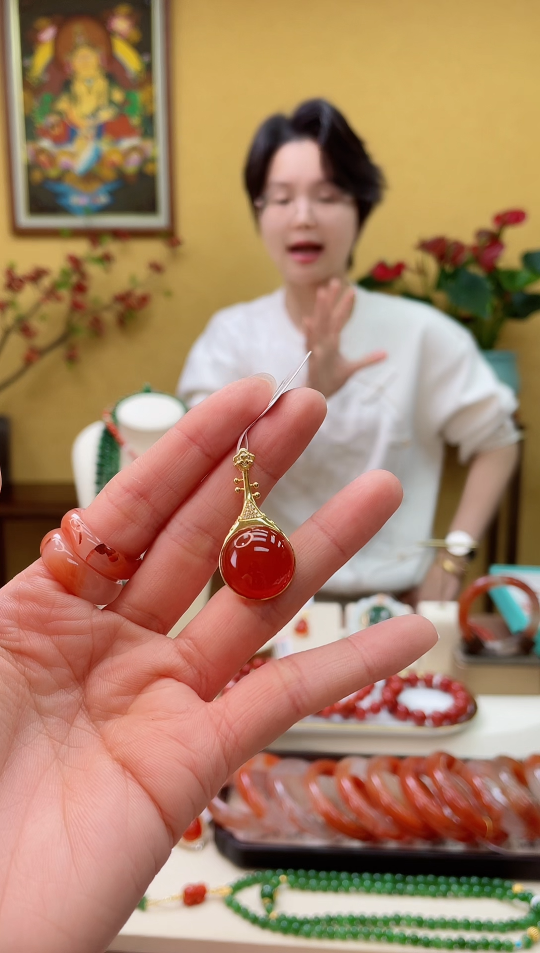 【闪购商品】南红玛瑙颈饰18K金镶嵌6@@JH50217048