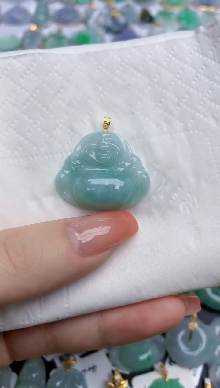 【闪购商品】翡翠颈饰18K金镶嵌天然缅甸翡翠A货