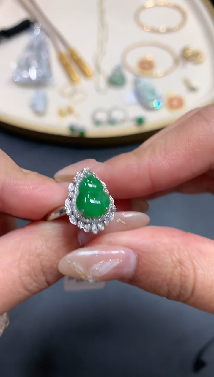 【闪购商品】翡翠戒指18K金镶嵌A904|5800