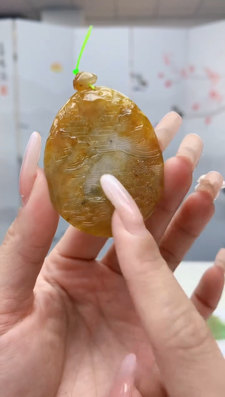 【闪购商品】定制翡翠未镶嵌3916lr-毛货挂190