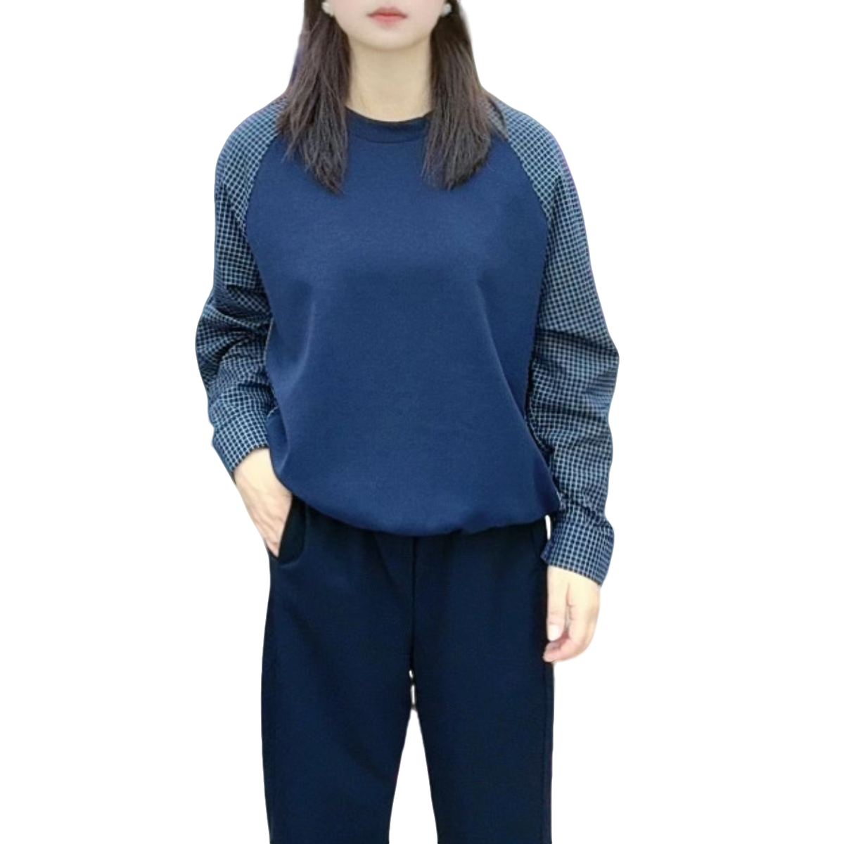 【珊珊服饰】时尚休闲百搭拼接长袖T