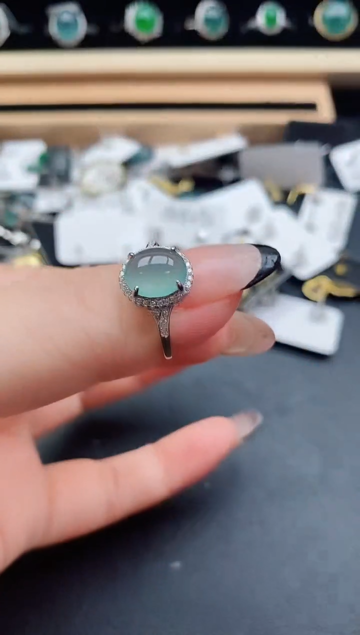 翡翠戒指银S925镶嵌508500