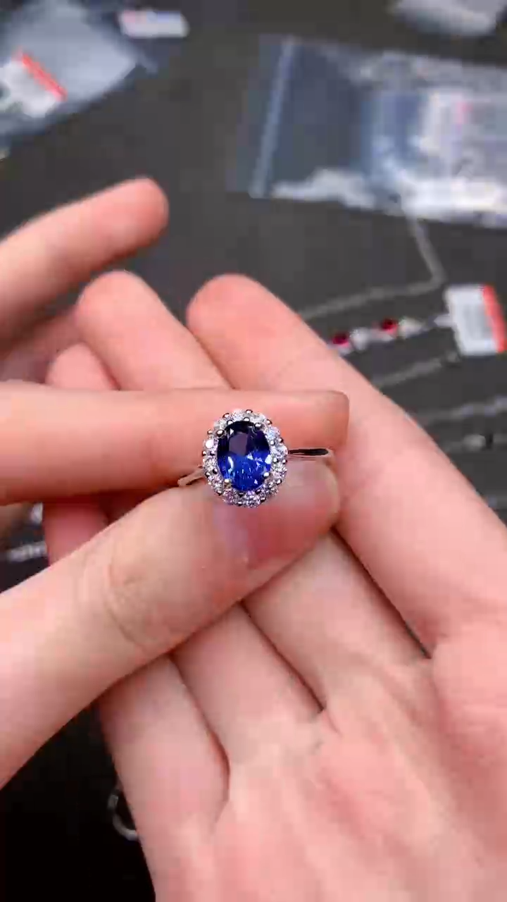 【闪购商品】蓝宝石戒指银S925镶嵌矢车菊