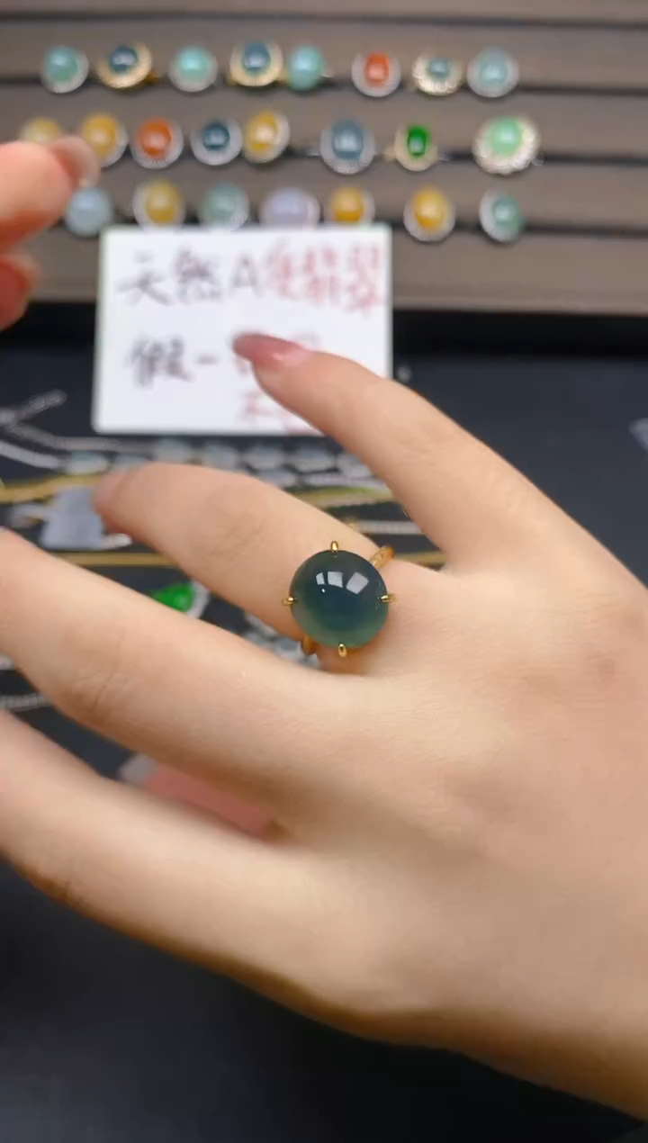 翡翠戒指银S925镶嵌26
