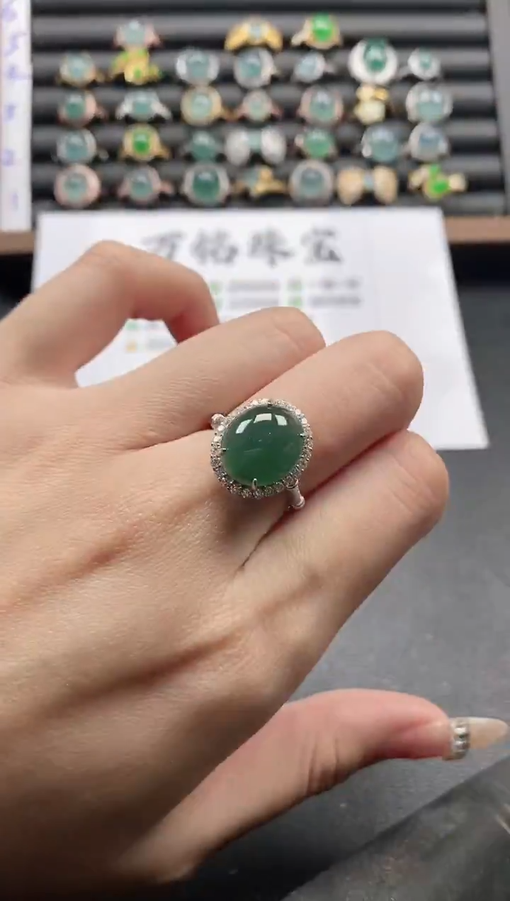 银S925镶嵌戒指翡翠51511