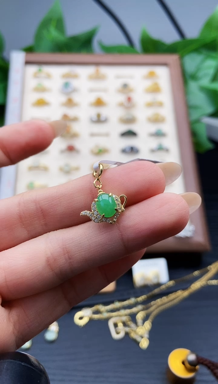 颈饰银S925镶嵌翡翠12