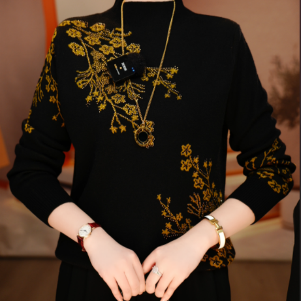 国颐 秋季新款含棉羊毛衣针织毛线衣柔软保暖百搭上衣V25Q1542