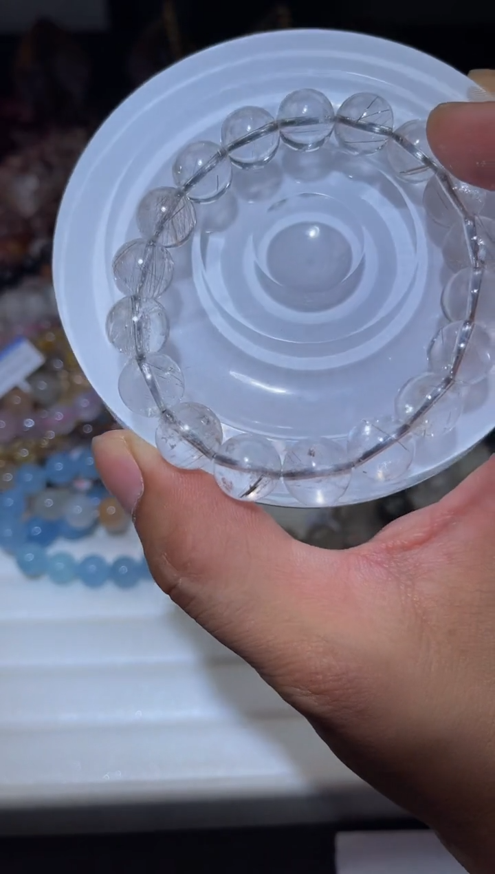 水晶手串未镶嵌L9-11mm魔鬼银发晶单圈-多样性发其一