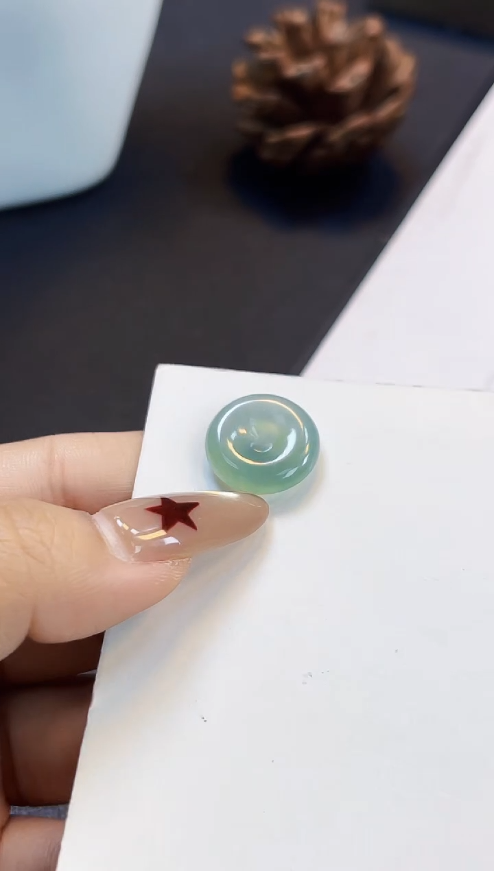 裸石翡翠冰丽04晴水平安扣15.1*4.2