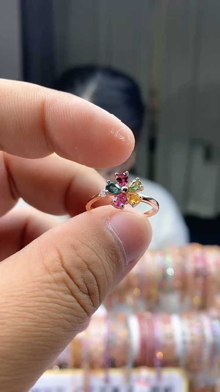 【闪购商品】碧玺戒指银S925镶嵌354354345354