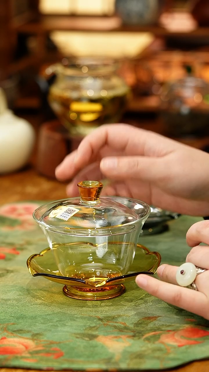 【闪购商品】禾器/荷叶盖碗/浅黄色/定制版