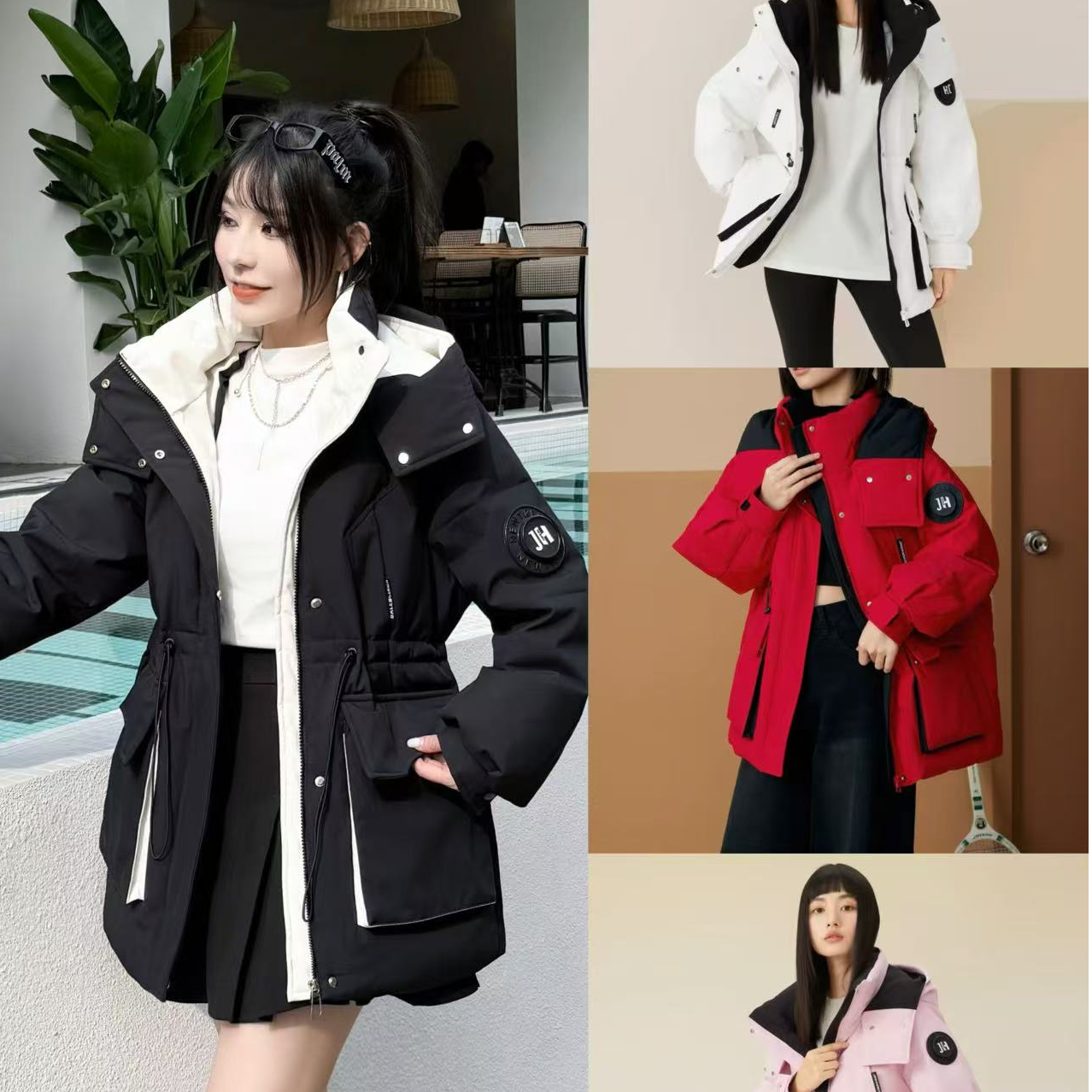 A512冬季新款宽松时尚工装连帽防寒服