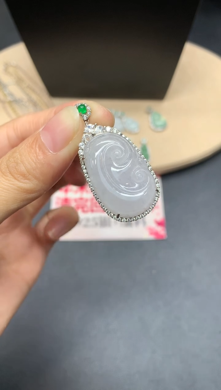 【闪购商品】翡翠吊坠(不含链)银S925镶嵌如意【多样性发其一】