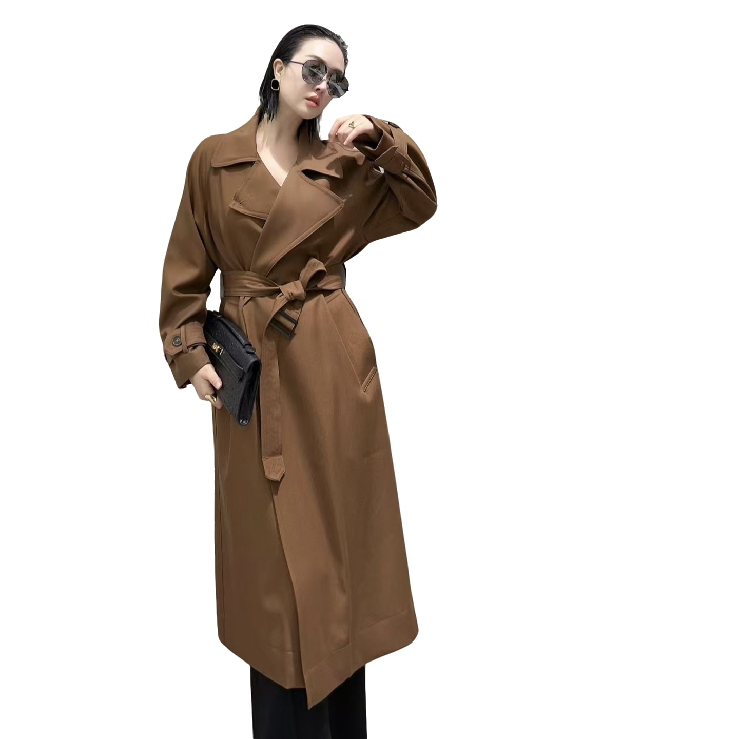 【99-189链接】英伦卡其色高级风衣经典时尚百搭收腰风衣外套女