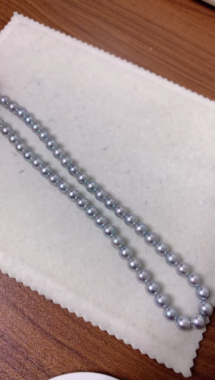 【闪购商品】海水珍珠饰品银S925镶嵌8-8.5真多麻色满珠链