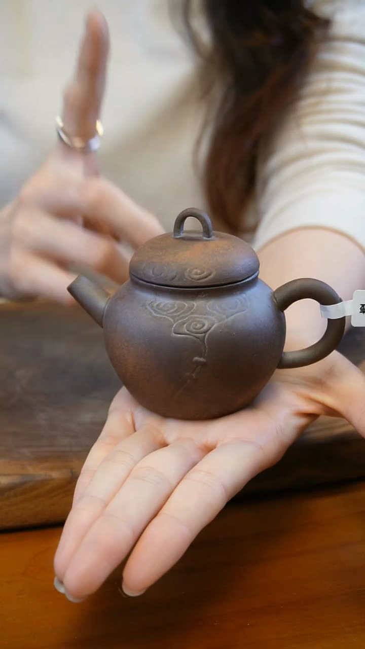 【闪购商品】B10祥云圆满磨砂感老岩泥茶壶