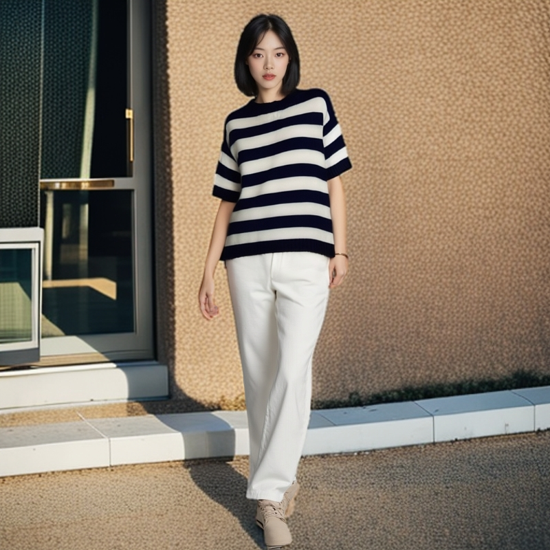 全新未使用 Prada/普拉达 蓝白条纹短袖/42码/公价7300/