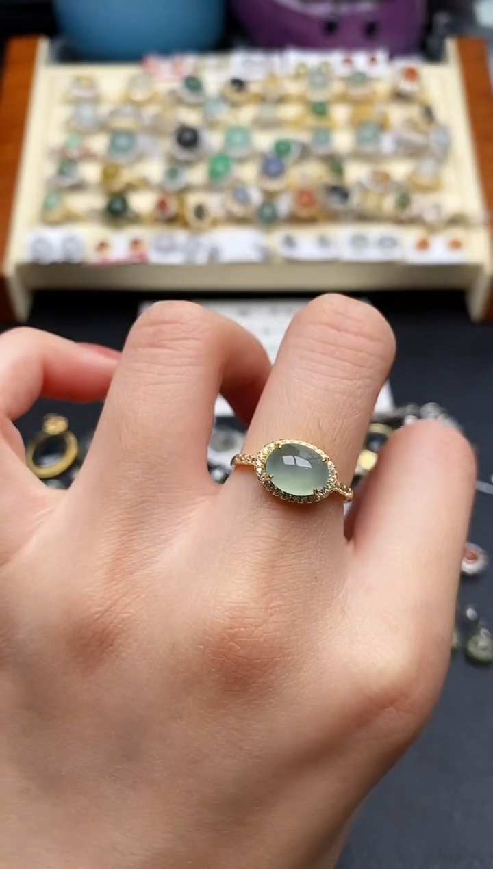 翡翠银S925镶嵌戒指222222222+3