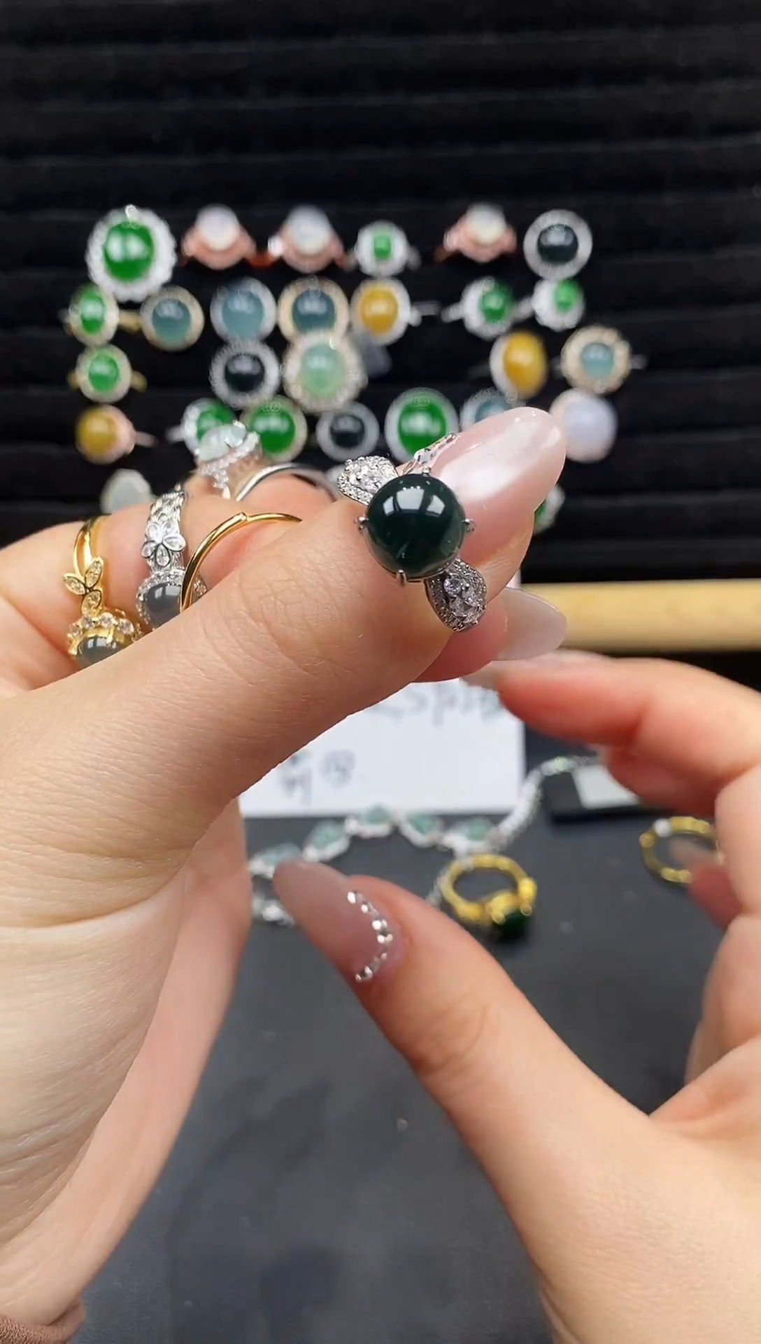 银S925镶嵌戒指翡翠111