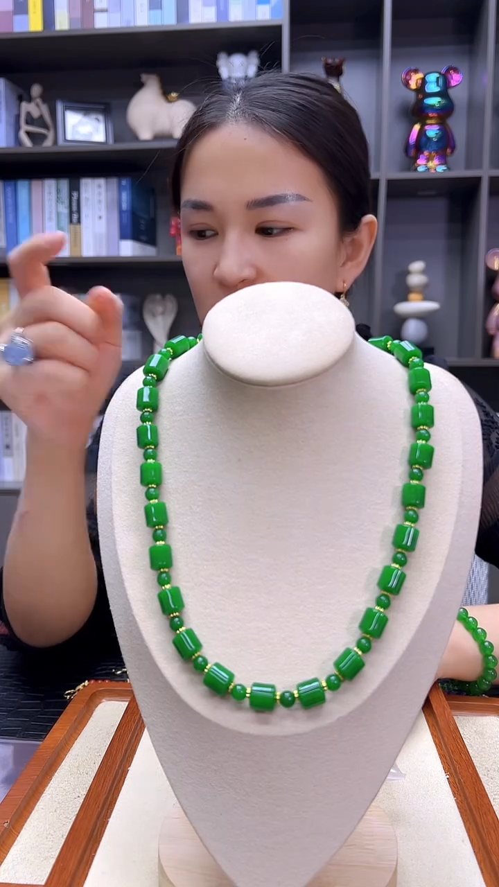 翡翠14K金镶嵌颈饰沉白diy劲饰