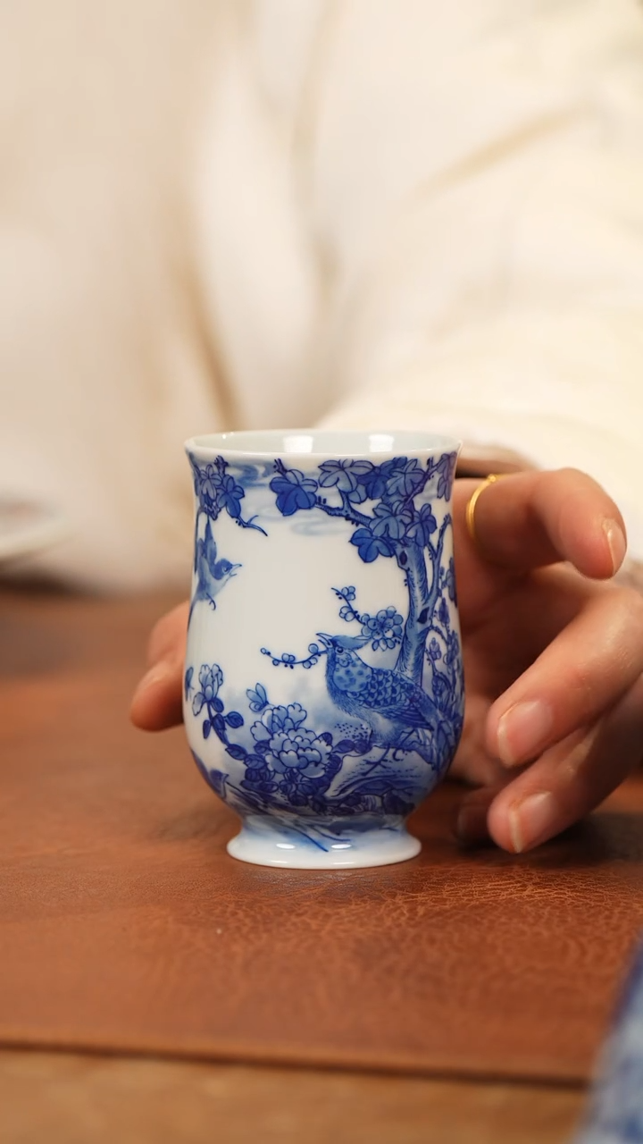 【闪购商品】杯晓剑窑花鸟闻香杯