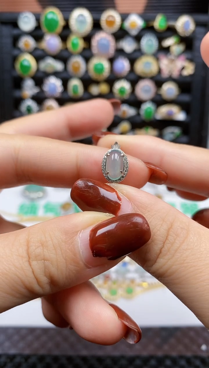 银S925镶嵌戒指翡翠245