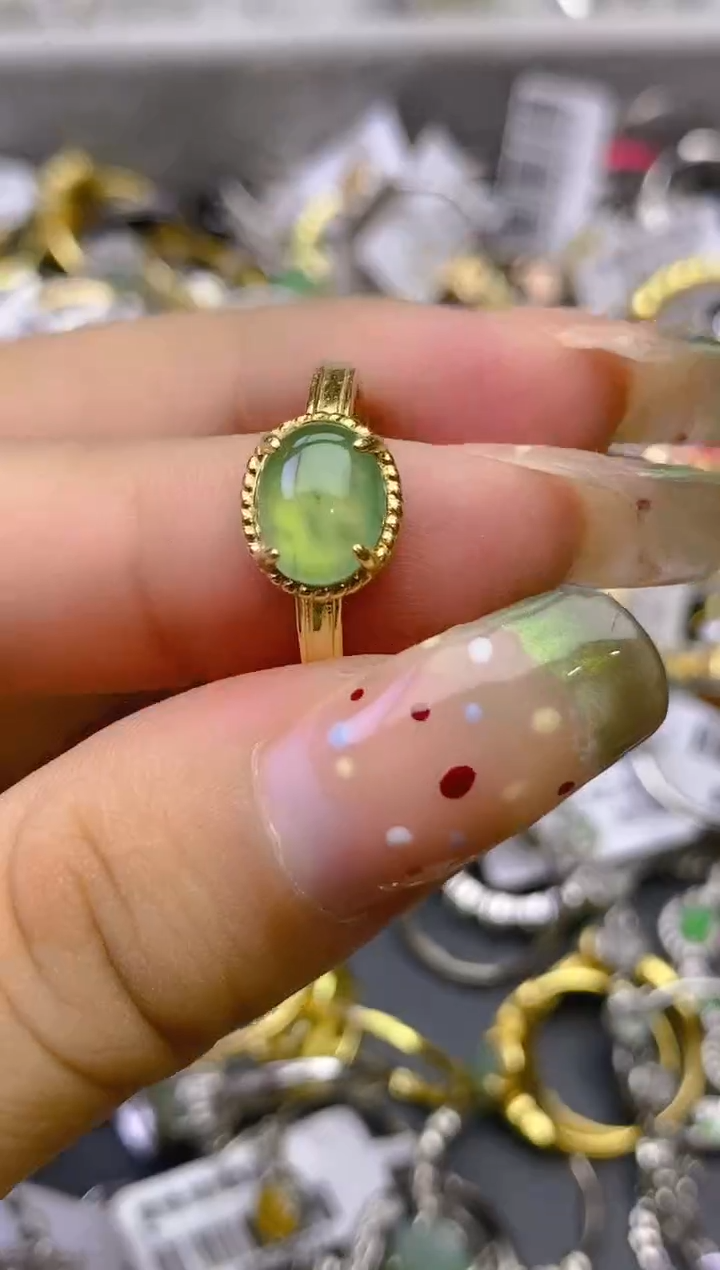 翡翠戒指银S925镶嵌百内无证书