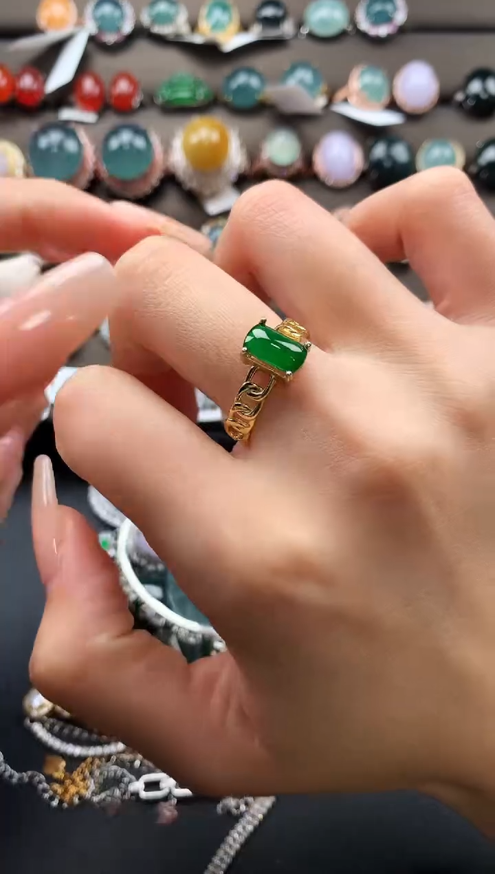 【闪购商品】翡翠戒指银S925镶嵌4373636
