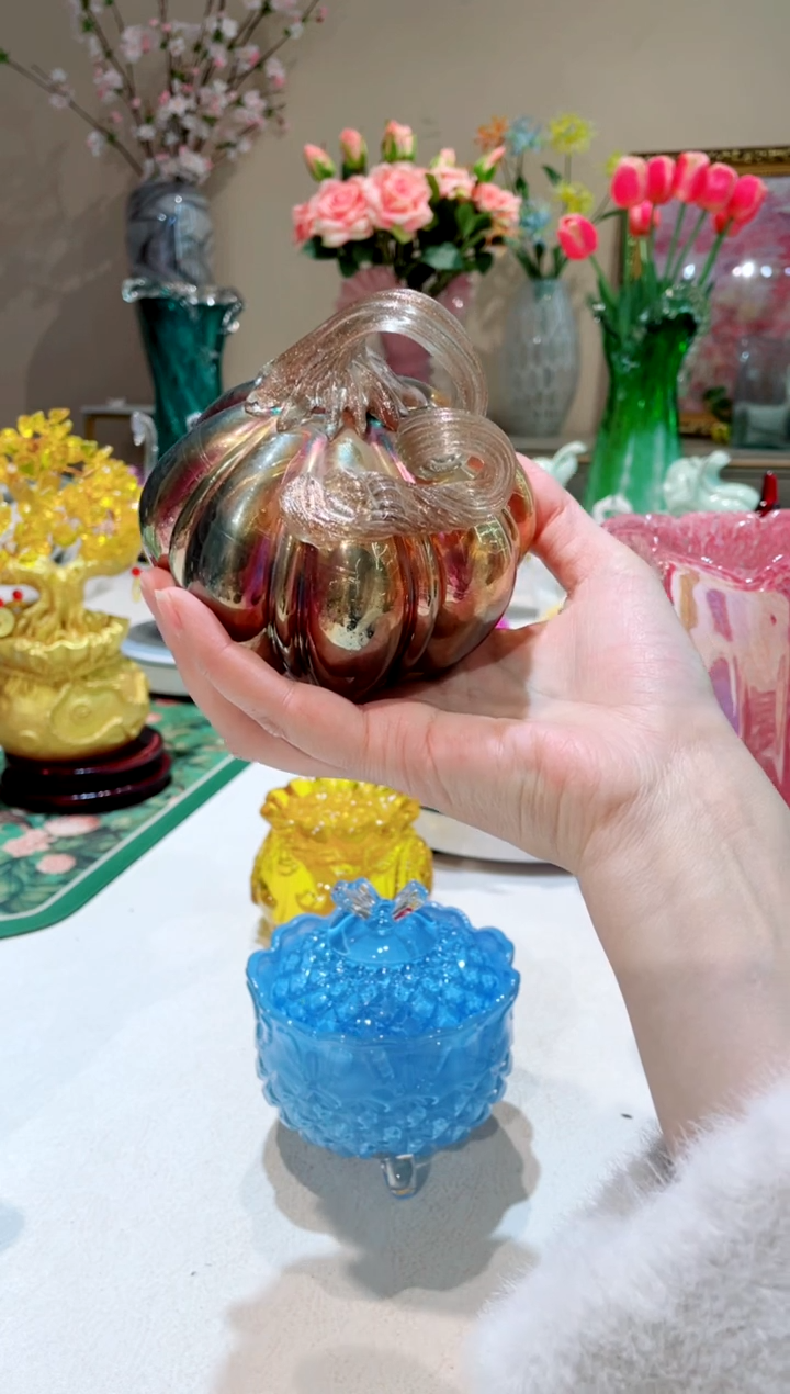 【闪购商品】琉璃手工艺品咖色南瓜   微瑕