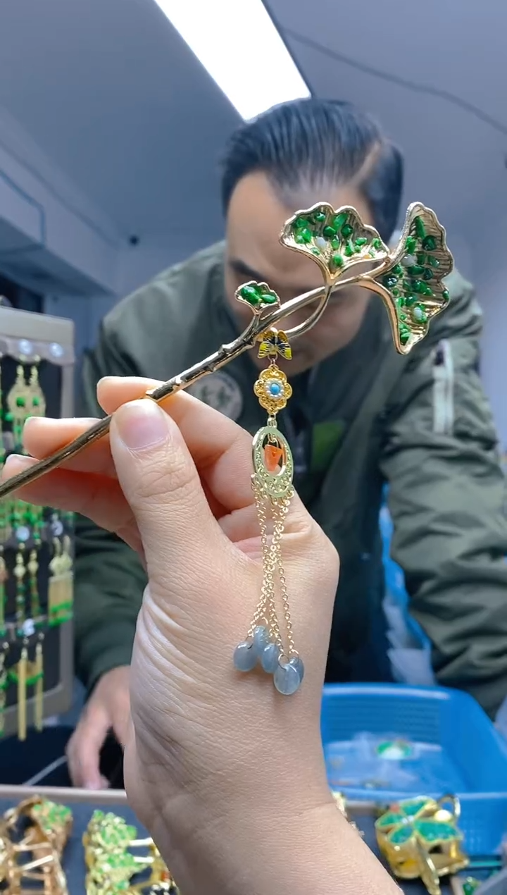 【闪购商品】翡翠耳饰合金351翡翠发簪
