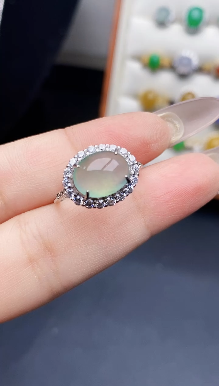 银S925镶嵌戒指翡翠0220