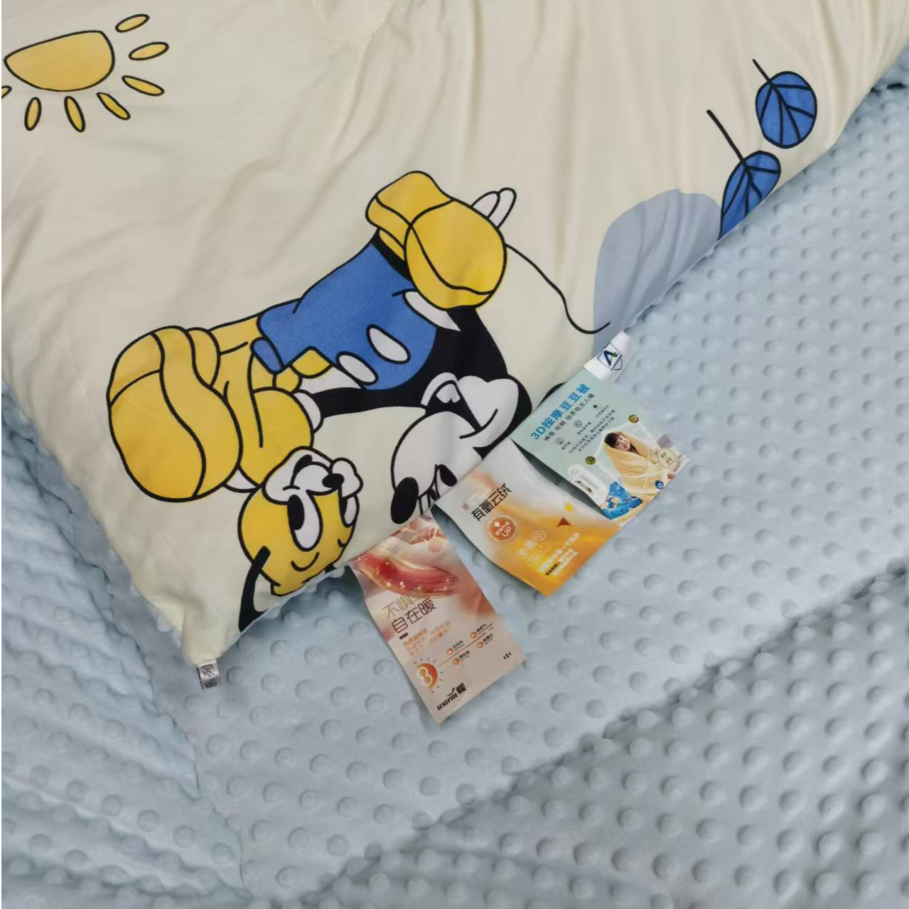 卡通蓝色米老鼠单人学生豆豆被高端保暖加厚冬季被子
