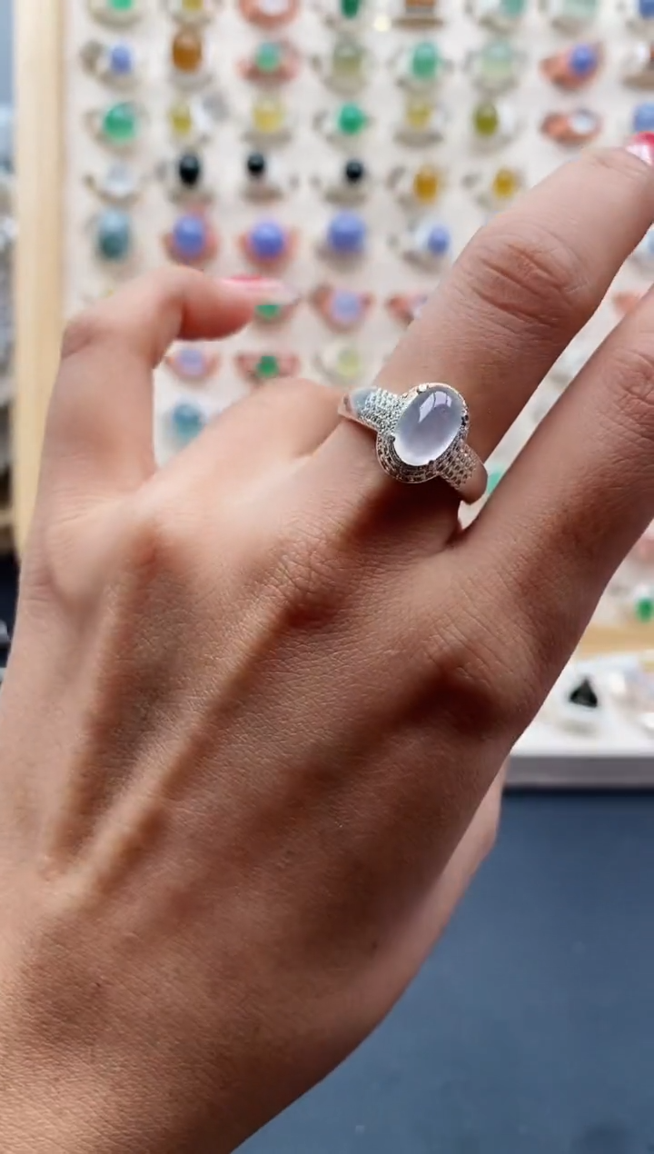 【闪购商品】翡翠戒指未镶嵌天然缅甸A货翡翠333 5+10