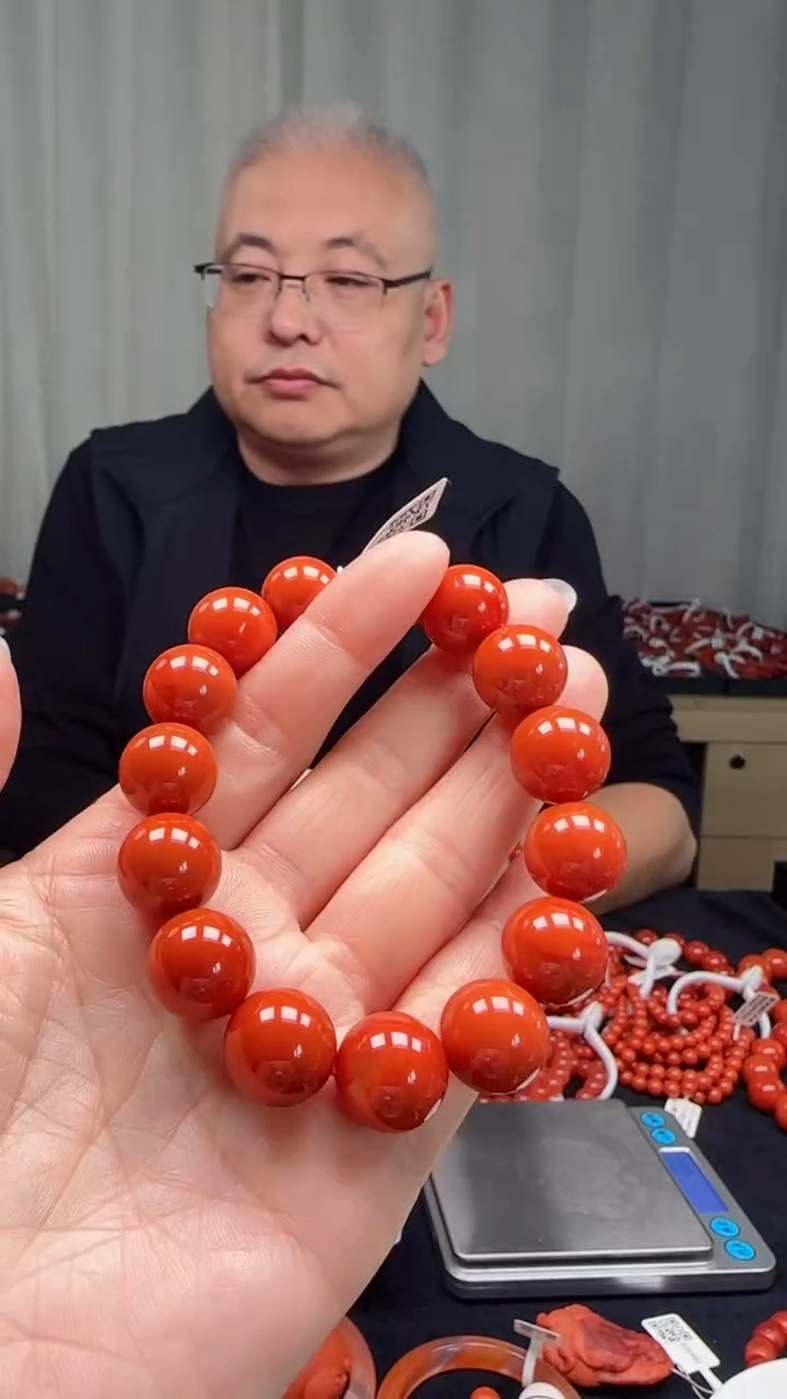 未镶嵌多样性发一件南红玛瑙【高货】柿锦红14mm保山圆珠单圈 