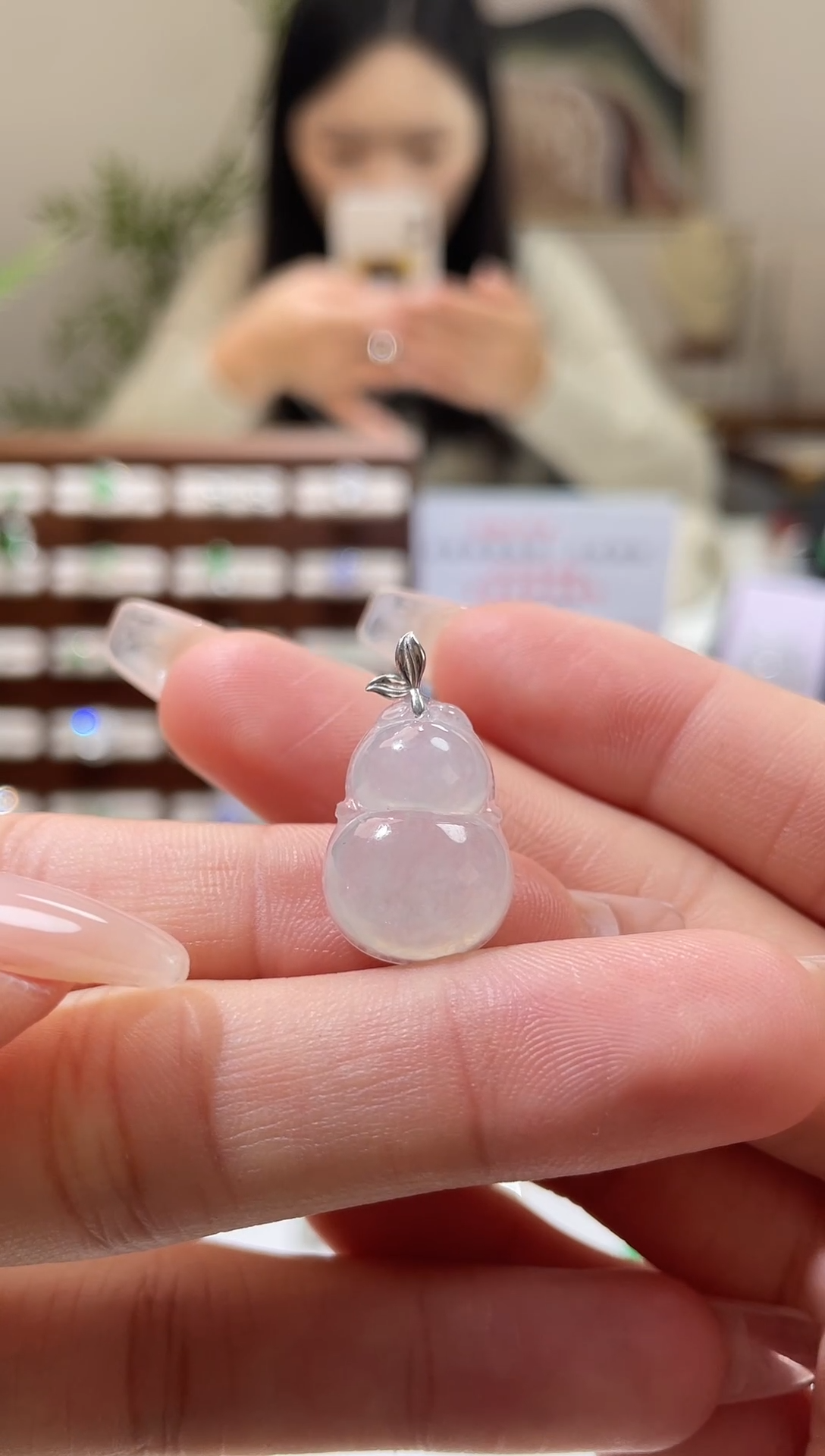 吊坠(不含链)18K金镶嵌翡翠葫芦