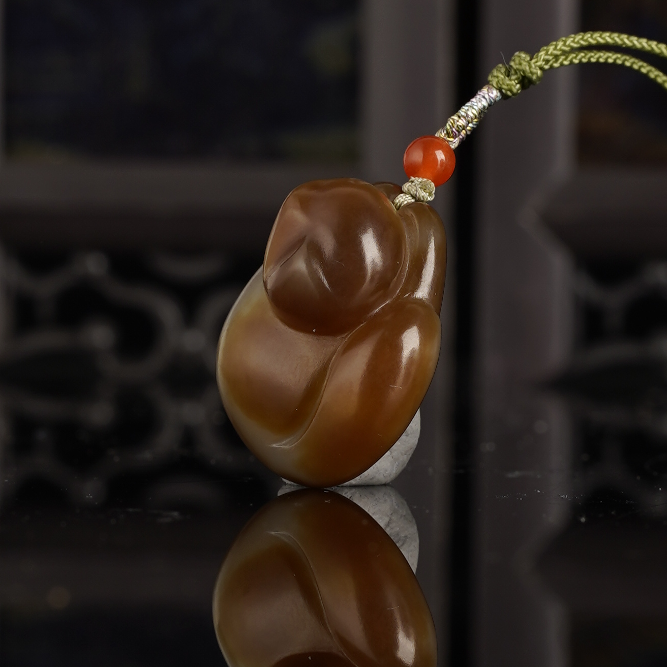 XJ10722二十世纪和田玉小猫挂坠