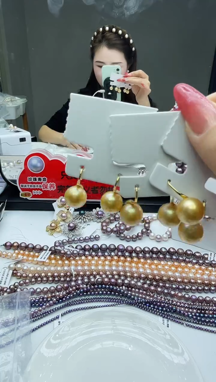 未镶嵌耳坠淡水珍珠黄色系耳坠