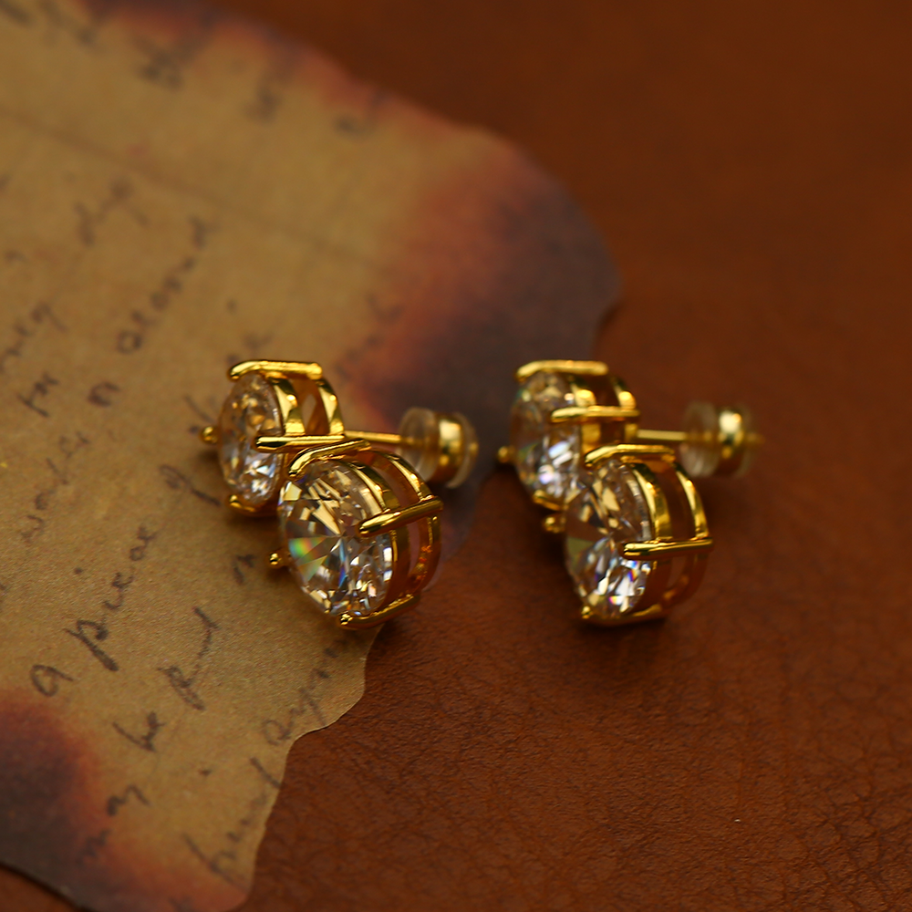 铜合金合成锆石耳饰 气质高级超闪设计轻奢时尚耳环-3542