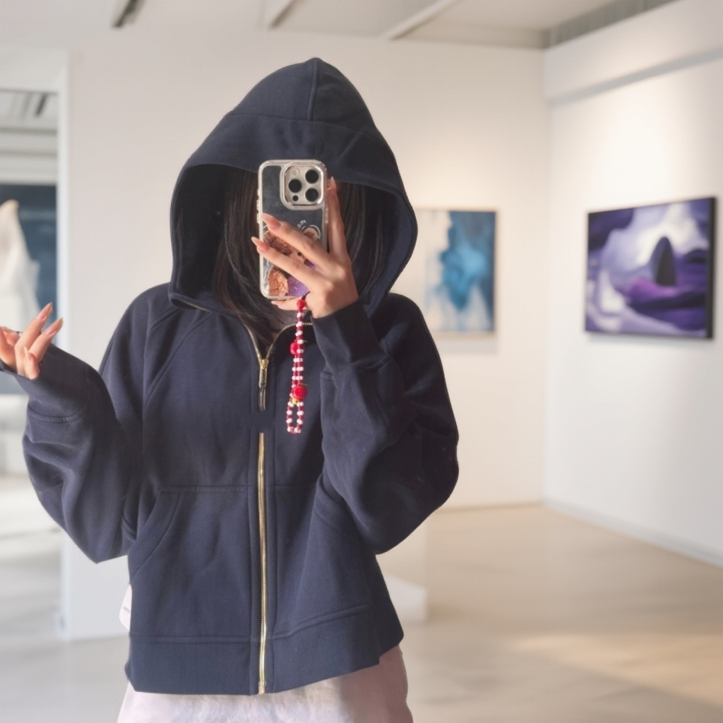 宽松版加绒卫衣拉链连帽休闲时尚一毛毛一样样