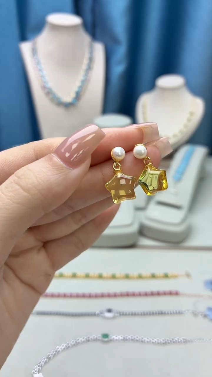 琥珀银S925镶嵌耳饰234JH0102产品一个（多样性）