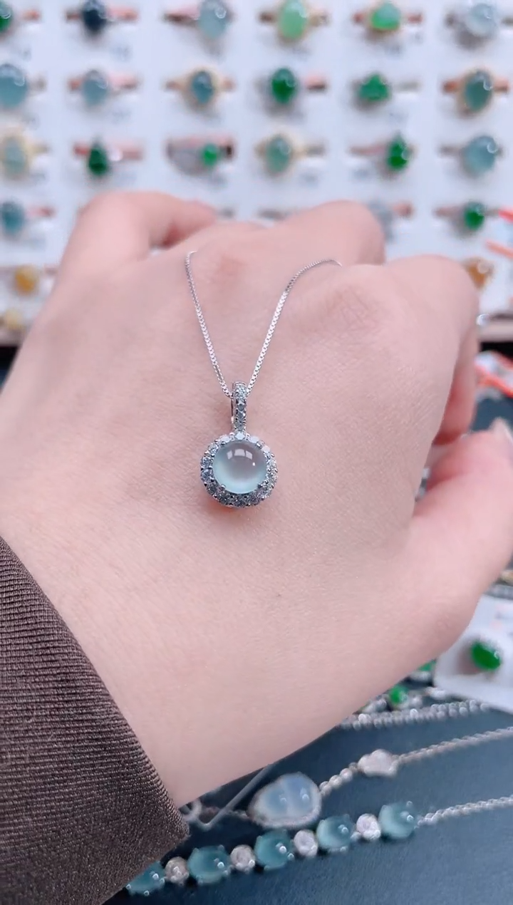 颈饰银S925镶嵌翡翠天然翡翠