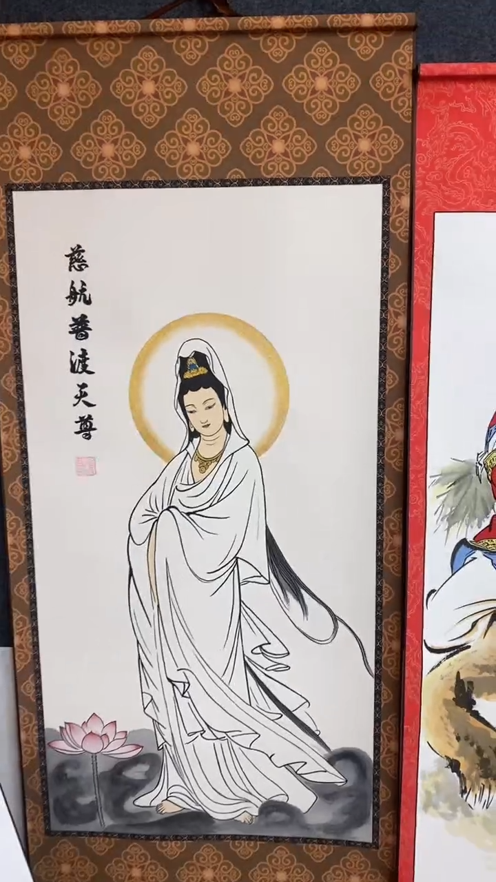 竖款慈航 观音60x140cm