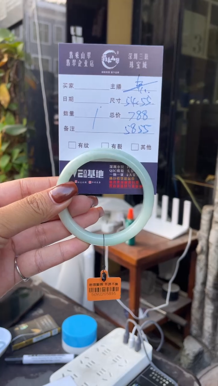 未镶嵌手镯翡翠C 54-55正圈 5855