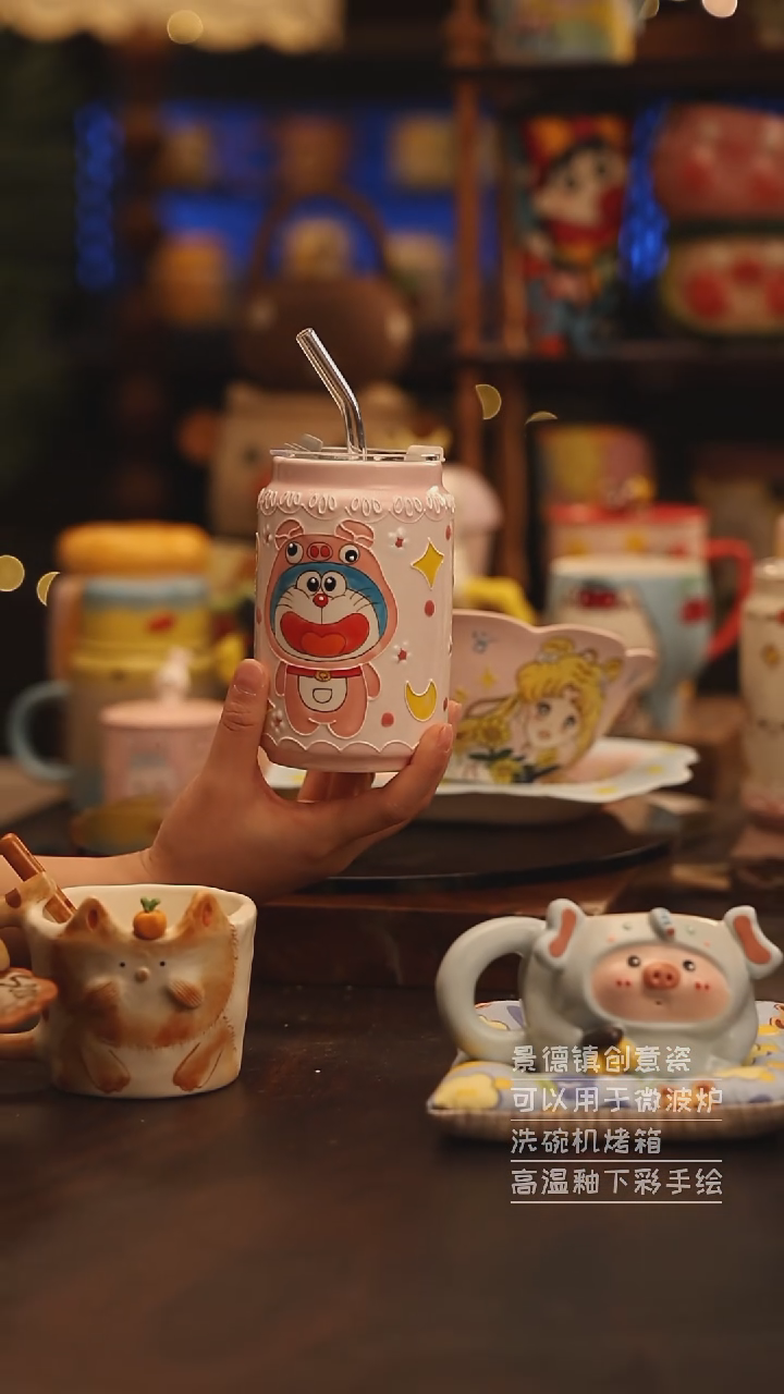 陶瓷景德镇可爱陶瓷釉下彩绘设计师款