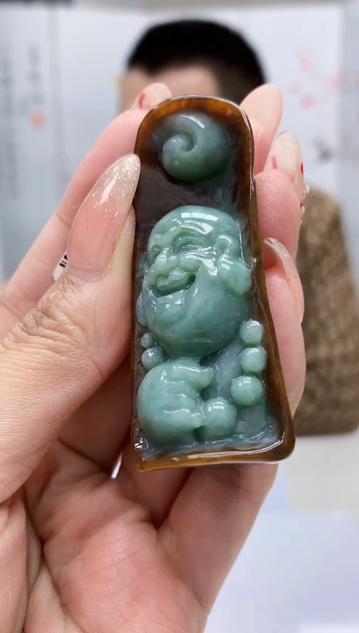 【闪购商品】定制翡翠未镶嵌4812MM-毛货挂件60