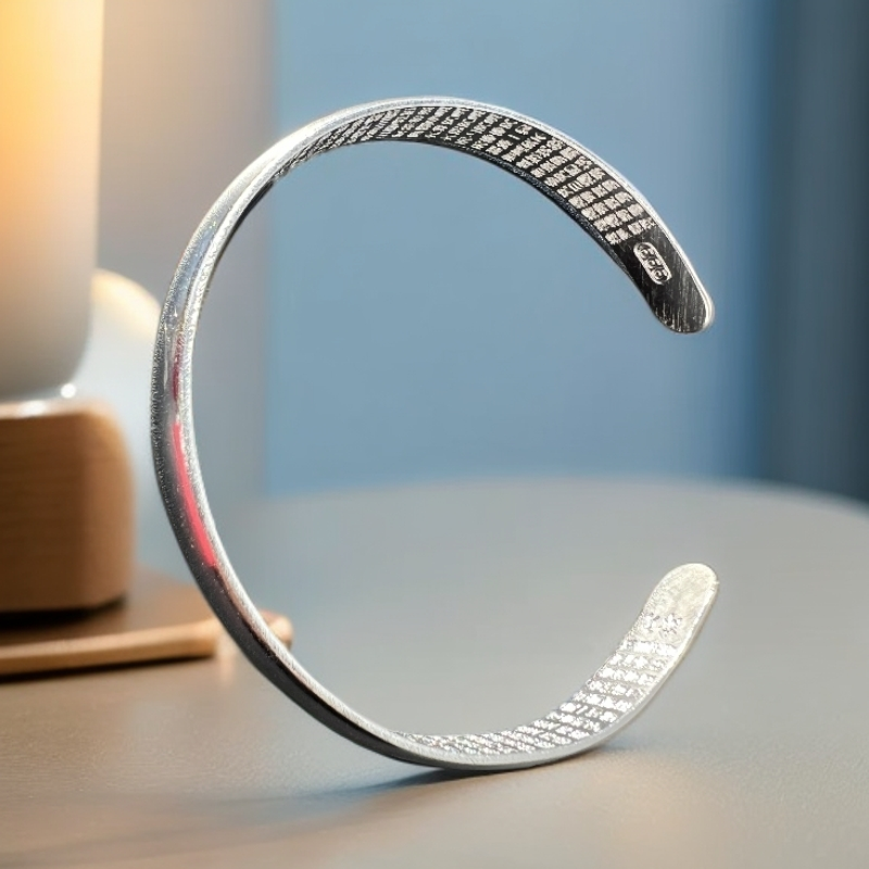 锌合金手镯 民族风圈口61mm以上通用女亮面雕刻实心磨砂简约