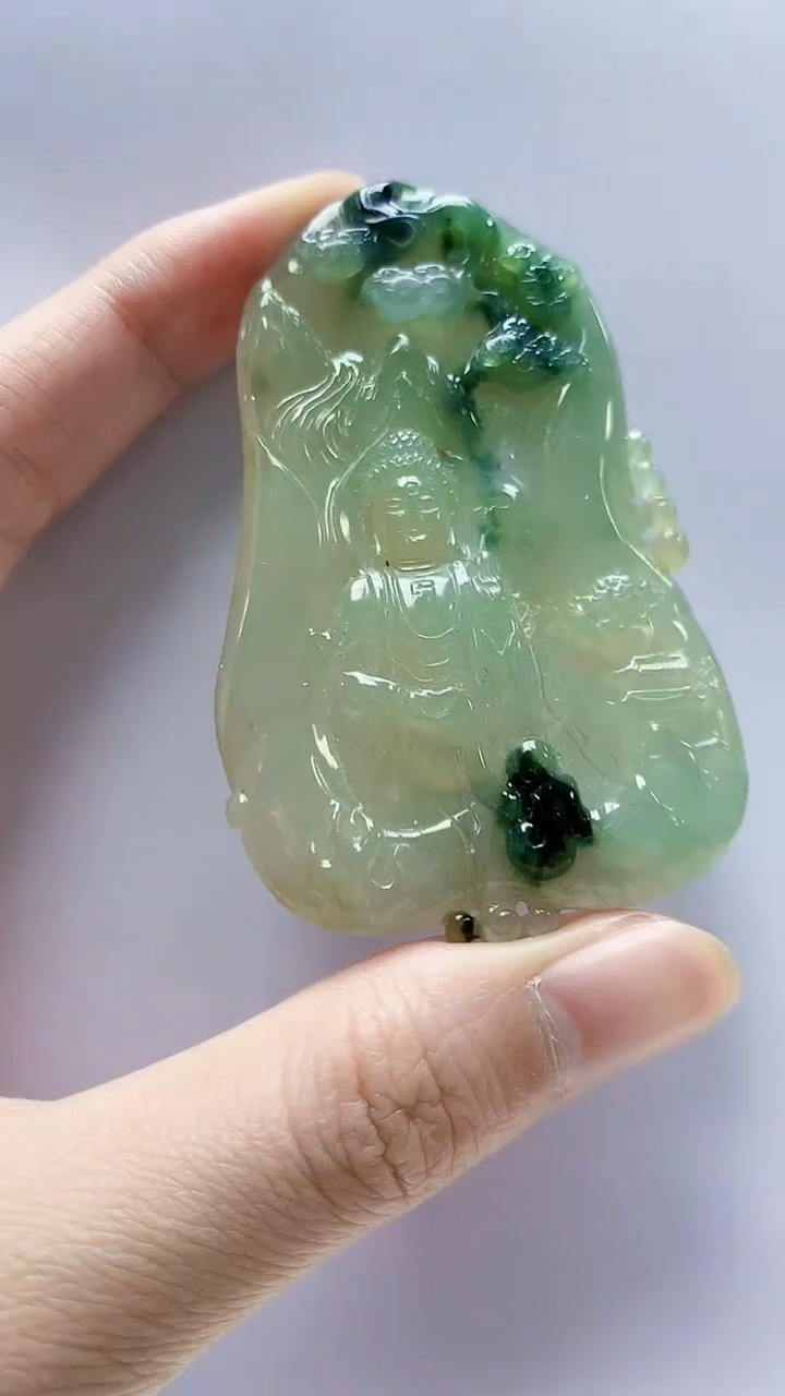未镶嵌定制翡翠4868zm-毛货挂件36观音